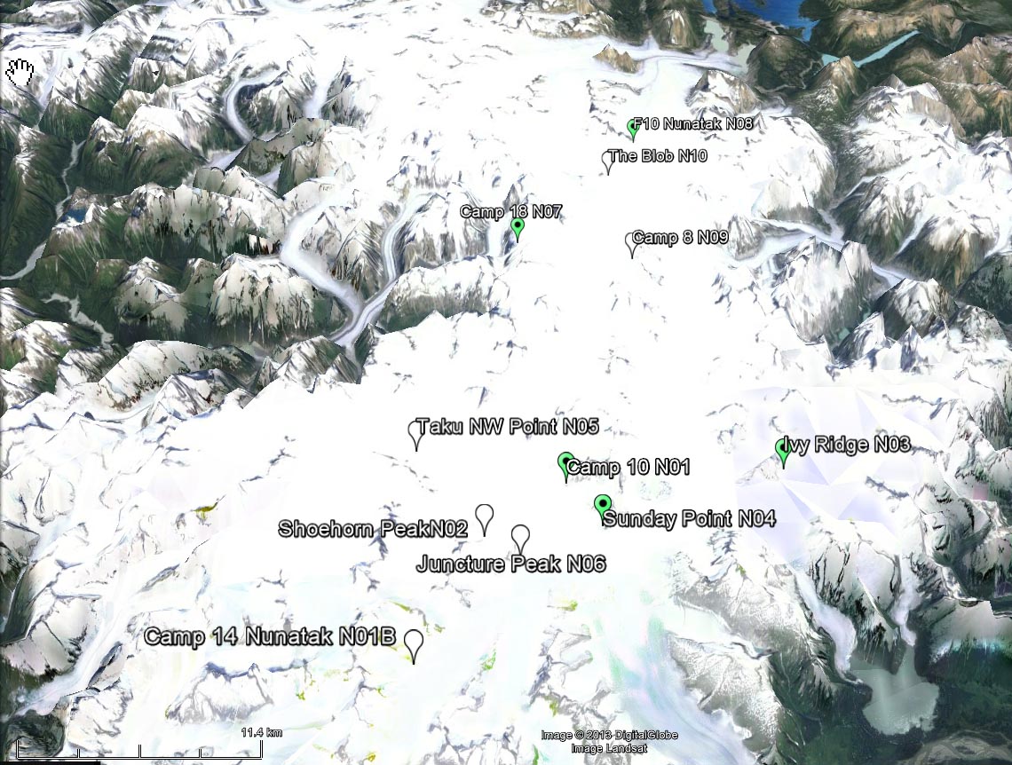 Image of the Juneau Ice Field sampling area